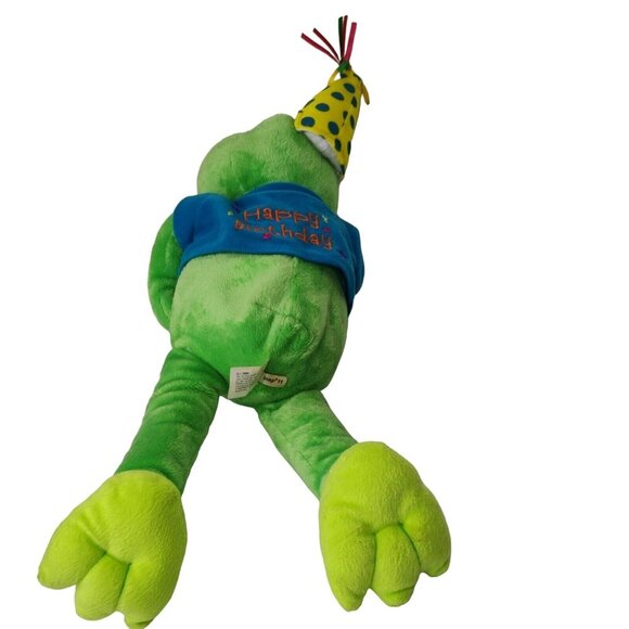 1994 Vintage The Petting Zoo Happy Birthday Green Frog Plush Stuffed Animal 19" - Picture 3 of 6